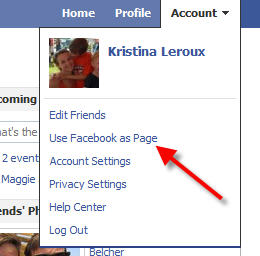 Use Facebook as Page option in Facebook.