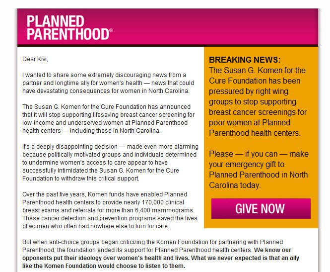 Planned Parenthood Email re Komen