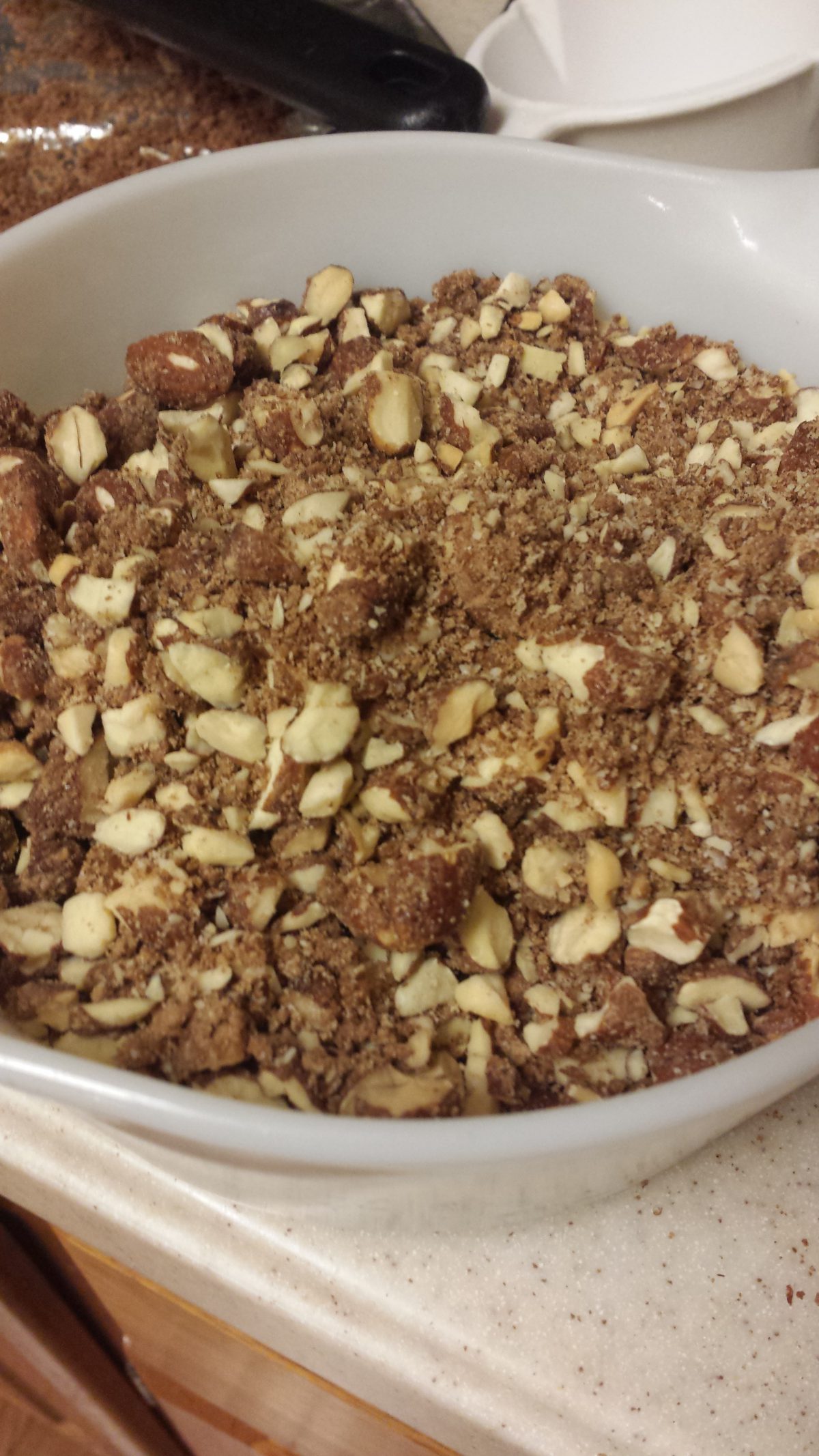 Rough chop of the almonds to stir into cookies.