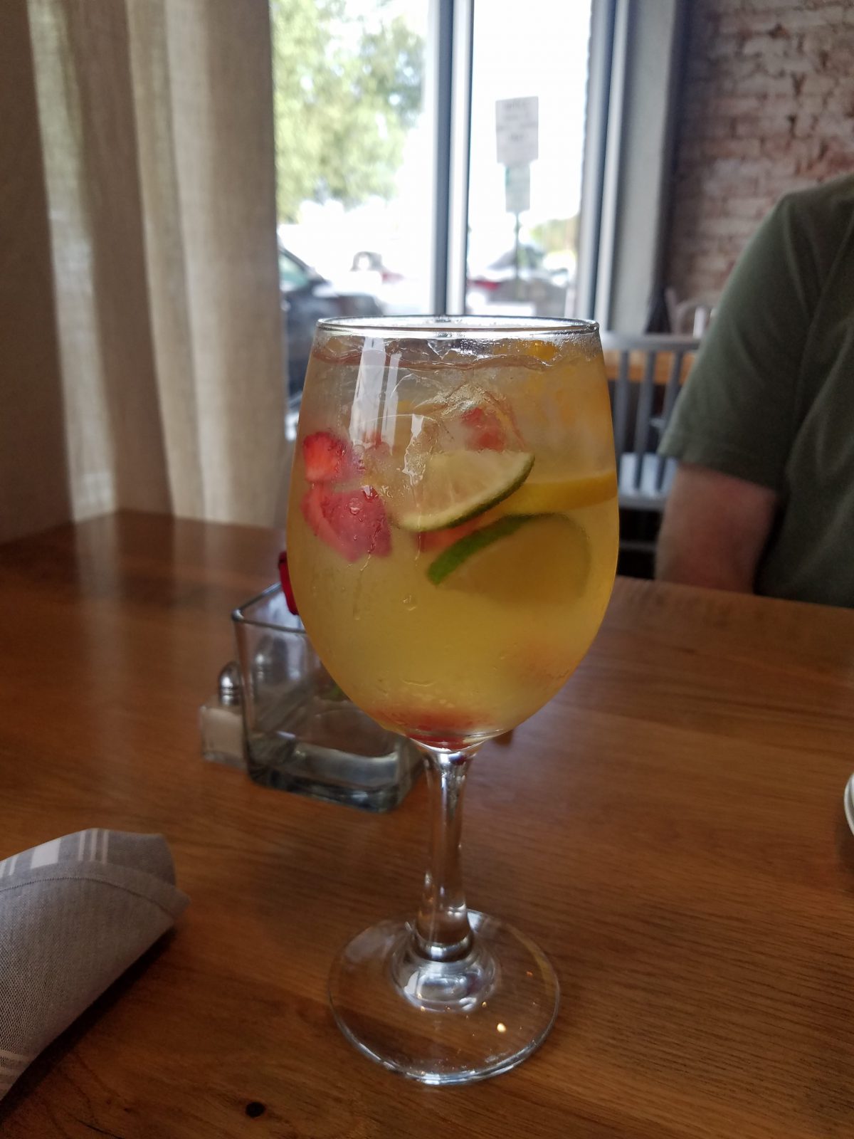 white sangria in a wine glass