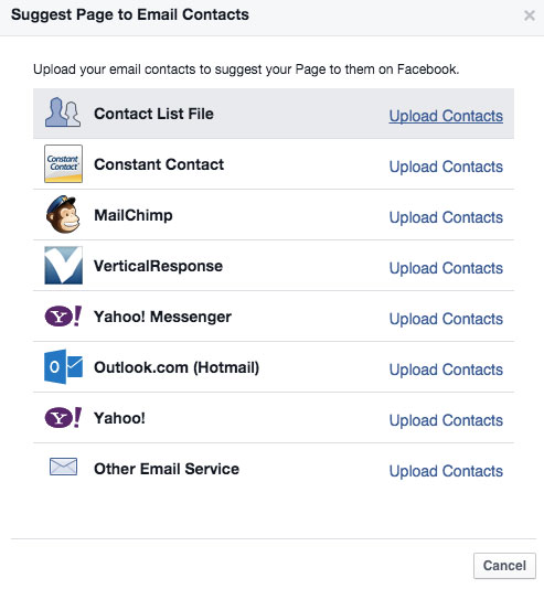 Suggest your page to your email contacts. 
