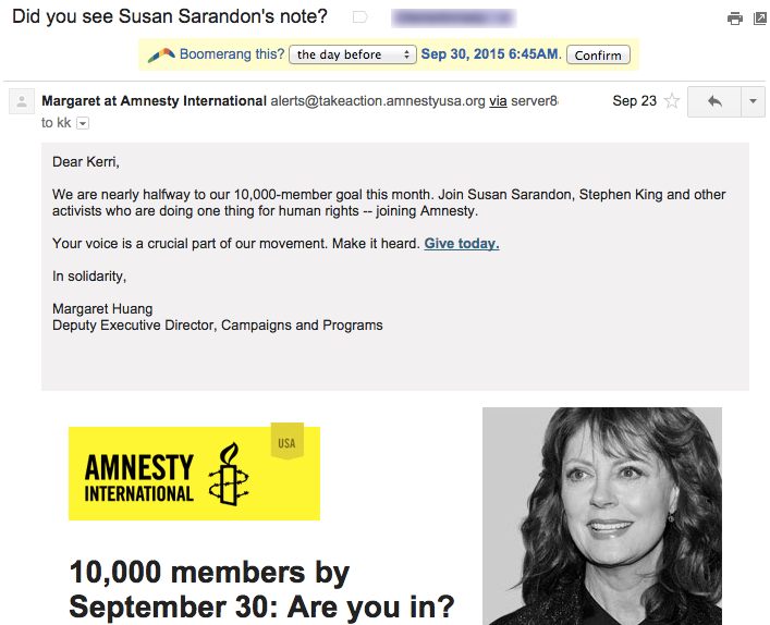 Amnesty resend of fundraising email