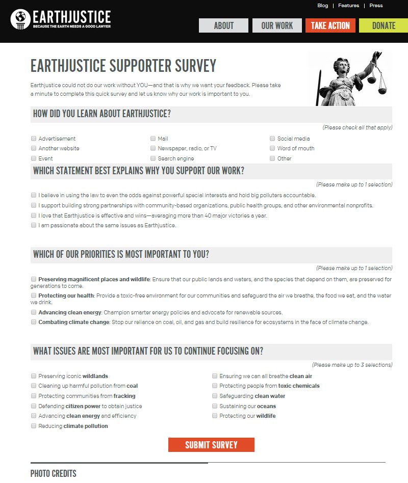Earth Justice Survey