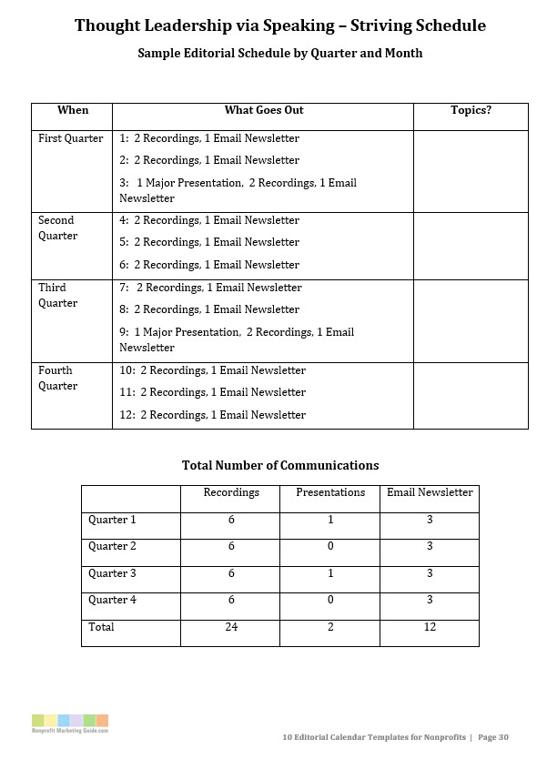 thought leadership editorial calendar via speaking